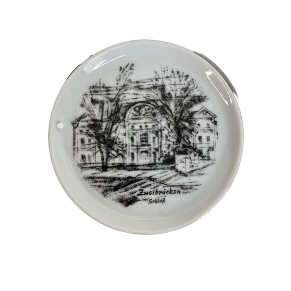 Fürstenberg Porzellan 6 Coasters Zweibrücken Landmarks White Black West Germany - Picture 3 of 11